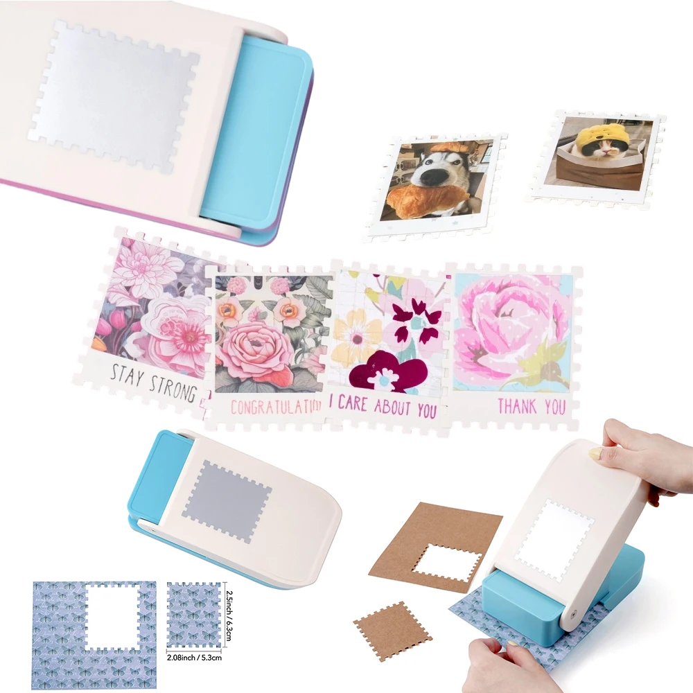 

1pc Extra Large Postage Stamp Paper Punch 2.5X2.1Inch Punch-Out Size Various Material Punching Tool for Diy Scrapbooking Card
