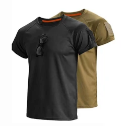 Men's Summer Quick Dry Tactical Combat T-shirt Camping Hiking Trekking Breathable Pullover Climbing Tees Casual Cargo Shirts