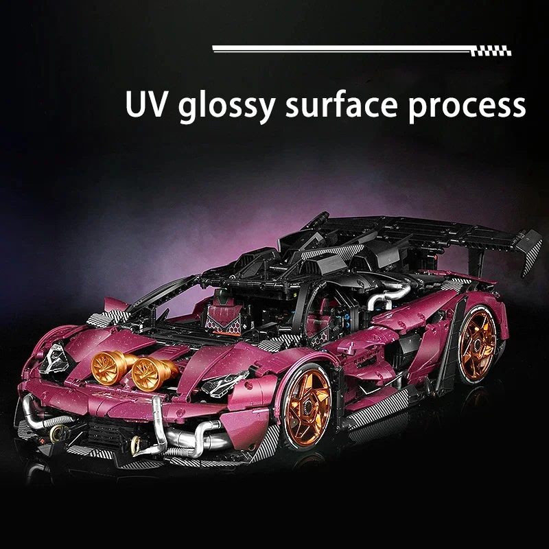 

Supercar 1:8 Purple SVJ Model Building Blocks MOC 10542 Racing Vehicle Ideas High Tech Bricks Toy Collection Gift Kids Aldults
