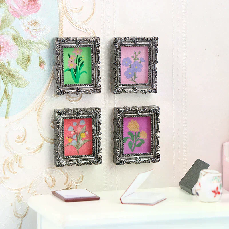 2 قطعة دمية صغيرة مصغرة 1:12 الإطار العتيقة ماني الإطار النفط اللوحة Diy بها بنفسك دمية ديكورات منزلية اكسسوارات