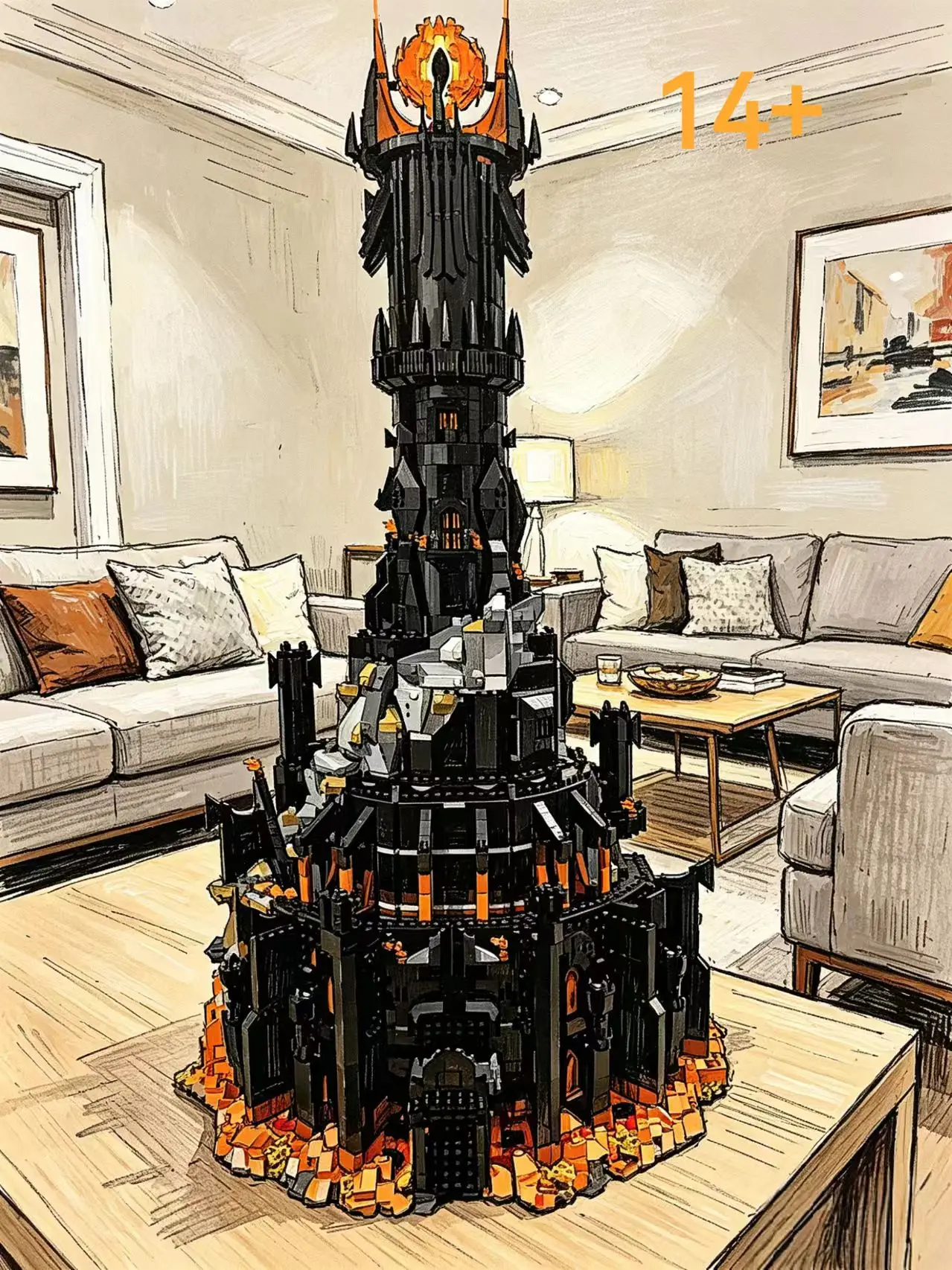 5471 black Baladu Tower shaped dark family decoration model ornaments, suitable for adult birthday gifts