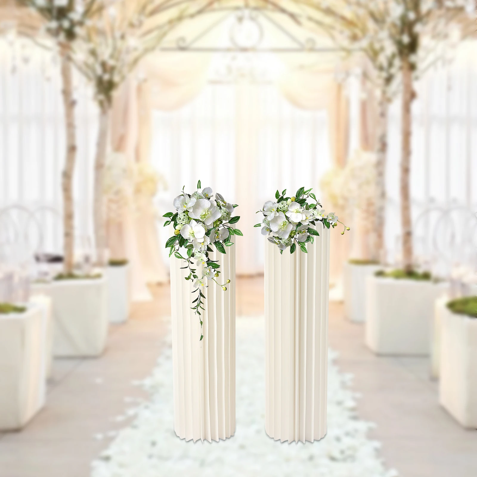 LOYALHEARTDY 2pcs Wedding Centerpieces Flower Display Stand Party Cardboard Column Vase Tables Decor 100cm