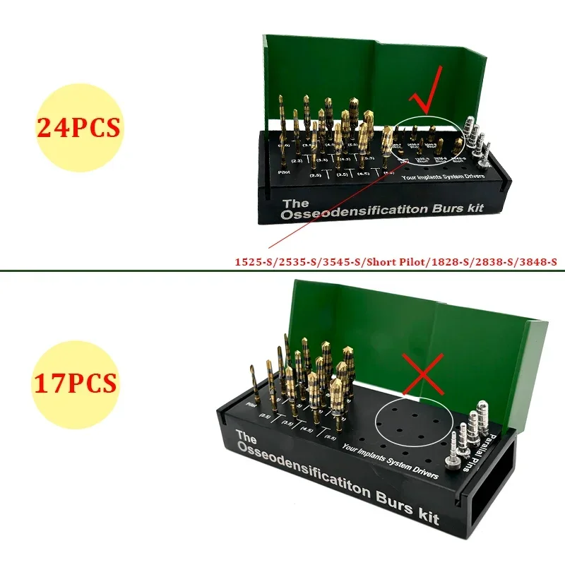 

17/24 PCS Dental Osseodensification Bur Surgical Rustfree Dentist Implant Drill Oral Surgery Stainless Steel Instrument Material