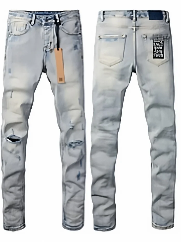 

Мужские джинсы прямого кроя в стиле High Street, повседневные, эластичные, с прорезями, из денима, со средней посадкой, на молнии, удобные, комфортные