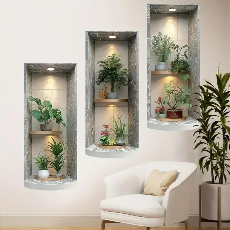 2D Green Tree Wall Sticker: Self-Adhesive Easy Peel Plant Waterproof PVC Decoration