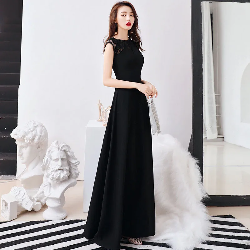 DongCMY New Elegant Women\'s Wear Thin Evening Dress Women 2024 Host Black Bridesmaid Dresses Women