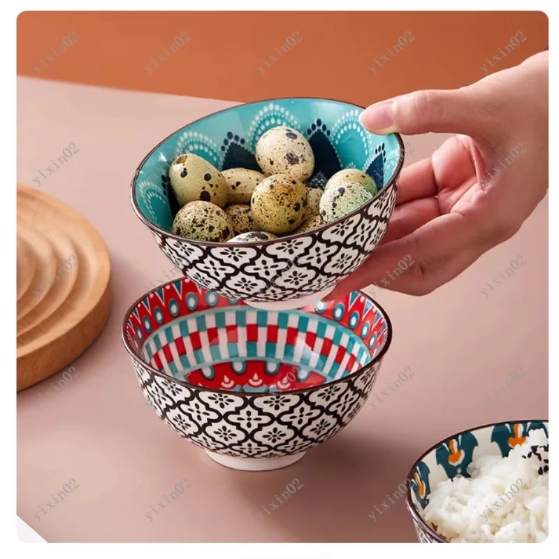6-Piece Handmade  Ceramic Bowls Set Microwave Dishwasher Safe Cereal Ice Cream Pasta Bowl Optional Gift Box