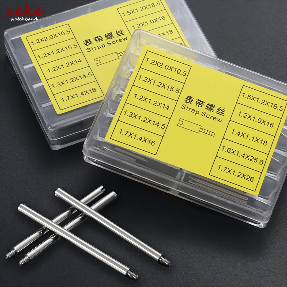 1set Watch Bracelet Screws Strap Screws 10 Size Watch Screws All Steel Thread Screw Rod Band Connector Repair Steel Watch Band
