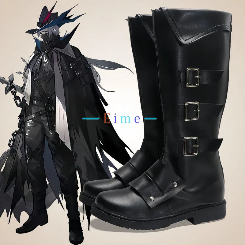 

Arknights Ulpianus Cosplay Shoes Game Accessories Cosplay Props Black PU Leather Shoes Halloween Carnival Boots Custom Made