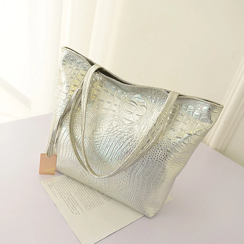 

Vintage Crocodile Leather Women Handbag Large Capacity Shoulder Bag Travel Ladies Fashion Totes Top-Handle Shopping Bags