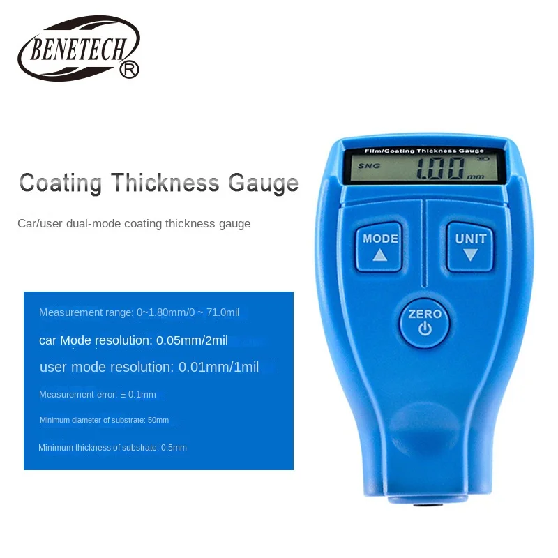 Mini Coating Thickness Gauge Digital Automotive Coating Portable Car Film Painting Iron Varnish Thickness 0-1.80mm Width Meter