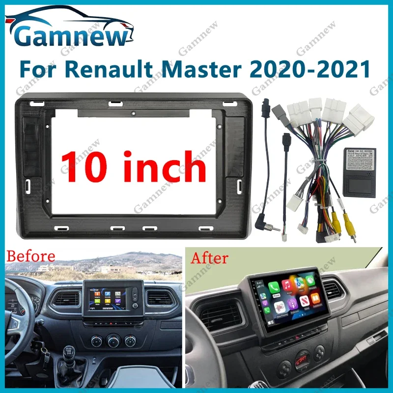 10 Inch Car Frame Fascia Adapter Canbus Box Decoder Android Radio Fitting Panel Kit For Renault Master 2020-2021