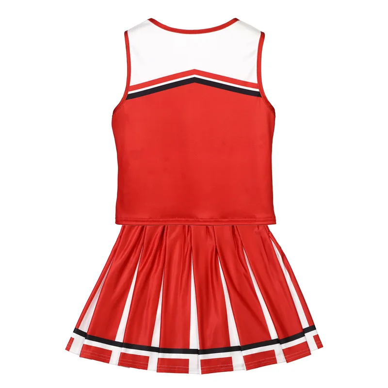 Girls Tank Top Cheerleader Skirt Suit Letter Printed Slim Dresses Fancy Sportswear Holiday Cosplay Groupway Suit Red White view 3