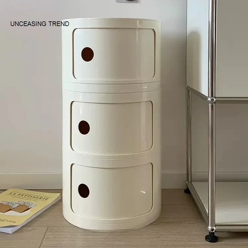 

Creative Bedroom Bedside Table Modern Minimalist Round Storage Small Cabinet Large Capacity Plastic Side Cabinet 협탁