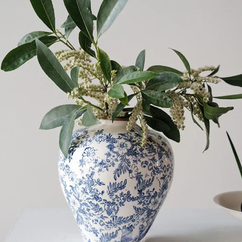 

New Chinese ceramic vase blue and white porcelain hydroponic flower arrangement living room desktop entrance decorative