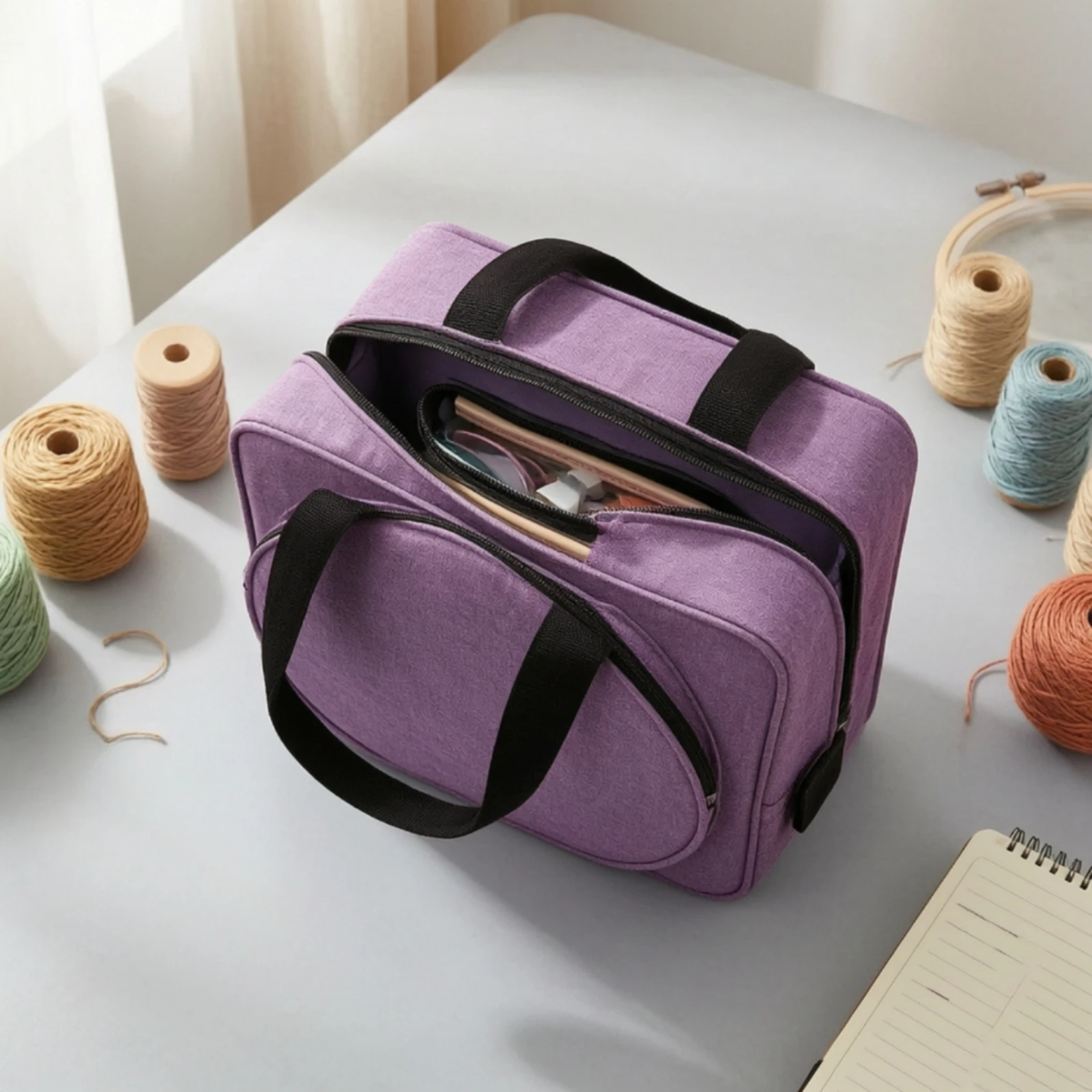 Yarn Storage Bag Portable Yarn Bag Structured Zippered for Knitters, Travel, Workshops