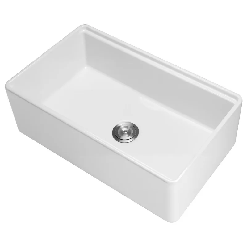 Single pot farmhouse front baffle refractory clay kitchen sink