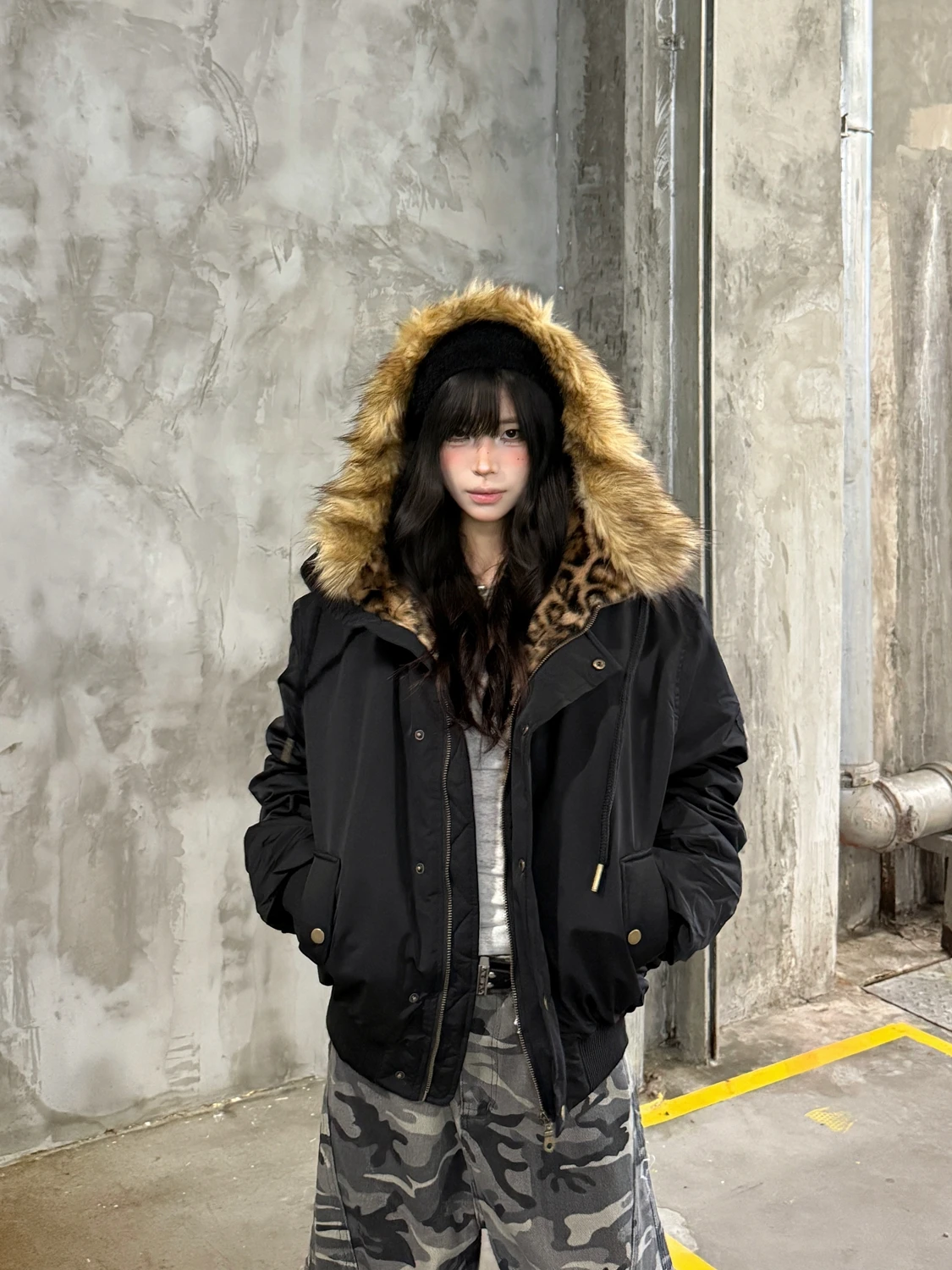 

Женское зимнее пальто Bodpeople Street Sle Thiened с капюшоном и меховым воротником, ветрозащитное теплое свободное пальто