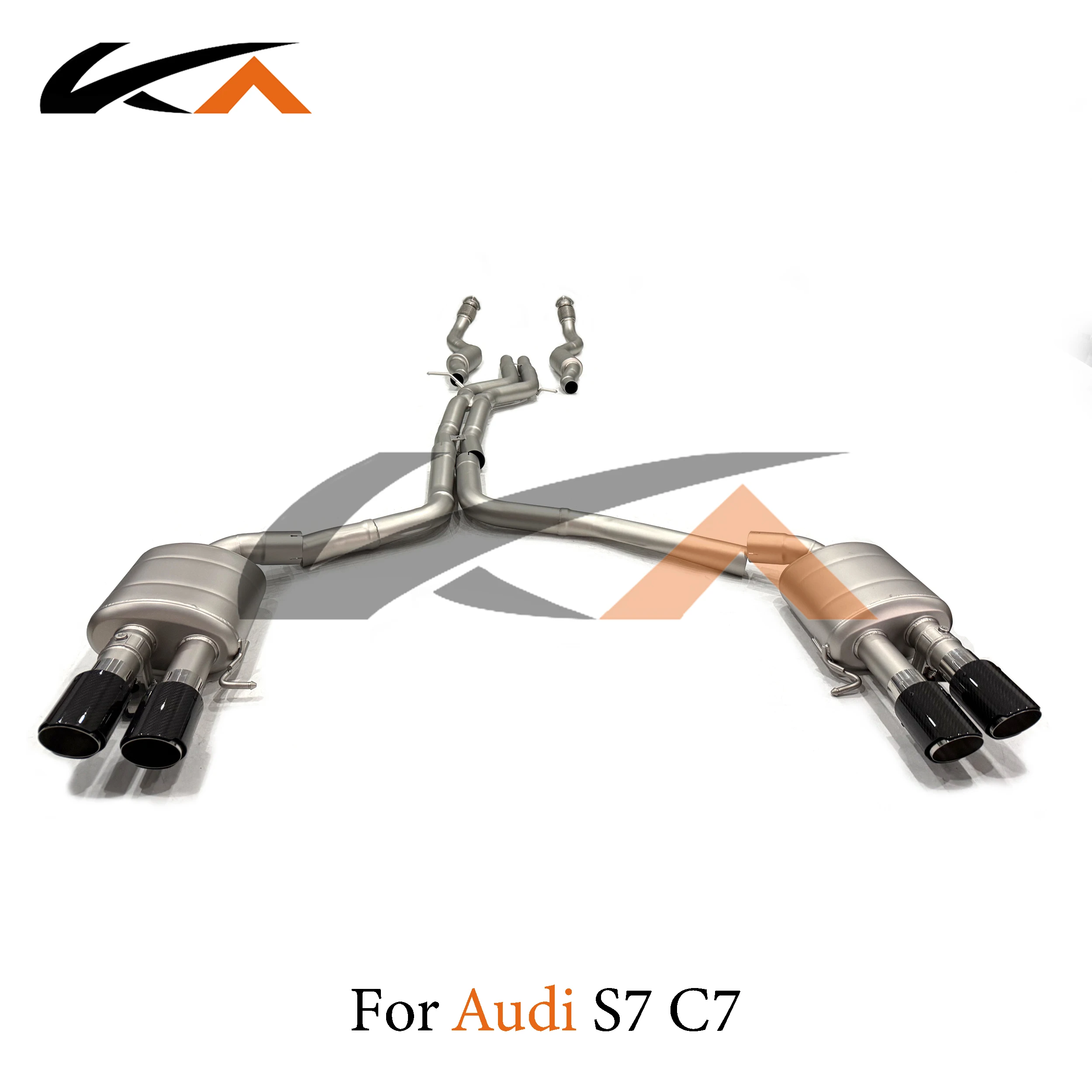 KA Tuning exhaust system stainless catback for Audi S7 C7 rear section performance parts muffler with valve and SS front pipe