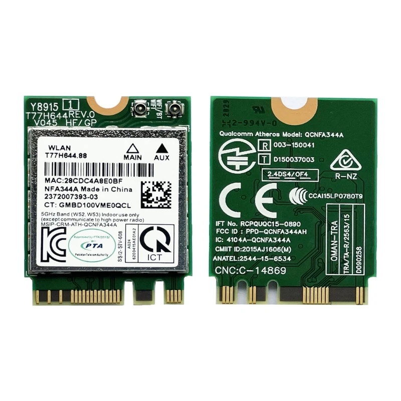 QCNFA344A 802.11AC Wireless Card BT4.1 NGFF-M2 Wi-Fi Card 1200Mbps Lan- Card for Windows7 8 10 11 Drop shipping