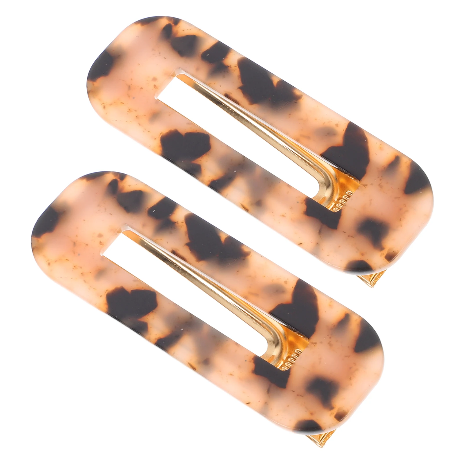 

2 Pcs Leopard Print Hairpin Acetic Acid Clips Resin Barrettes for Girls Bulk Brown and Black Retro Hairclip Snap