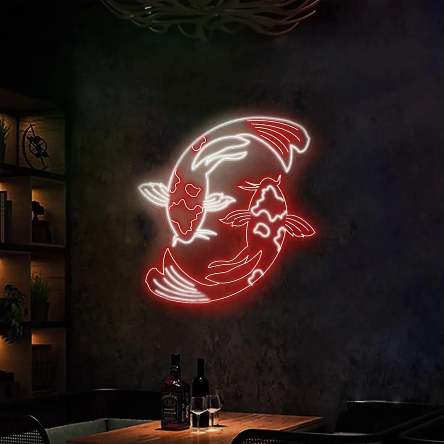 Letrero de neón de pez Koi de 65x50cm, luz LED grande Nishikigoi, decoración japonesa para Bar, Pub, Bistro, decoración de fiesta en casa, regalo de Navidad