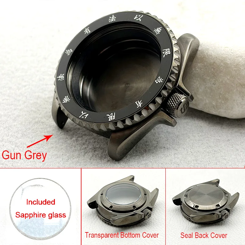 42mm Gun Grey Mod SKX007 SRPD Watch Case Fits NH35 NH36 7S 4R Automatic Movement 20ATM Waterproof Men Diving Watch Case Custom