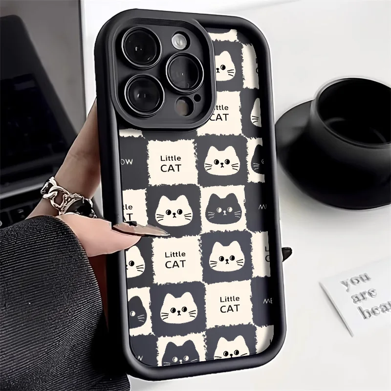 Cute Cat Phone Case For iPhone 13 Case iPhone 17 15 11 12 14 16 Pro Max Air XR XS X 7 8 Plus SE Silicone Soft Shockproof Cover