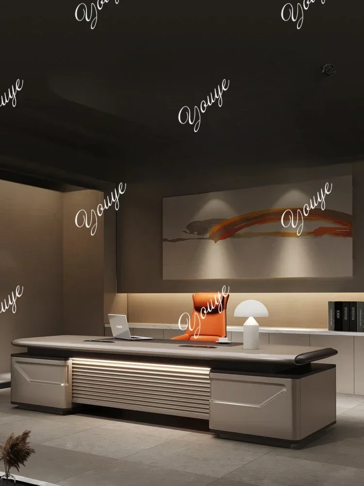 

Q Q Q XS Boss Desk Light Luxury High-end Furniture Paint Large Desk Modern Table And Chair Combination Boss Table
