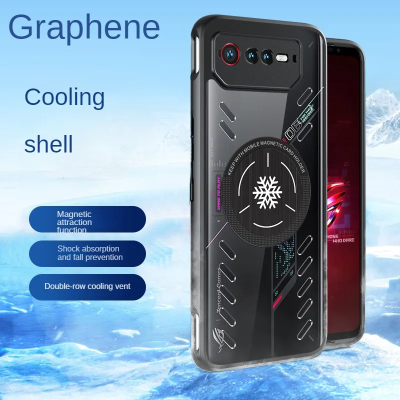 Phone Case for ASUS Rog Phone 8 7 Pro Rog 6 Pro 6D Ultimate Graphene Heat Dissipation  Anti Drop Esports Magnetic Cooler Fan