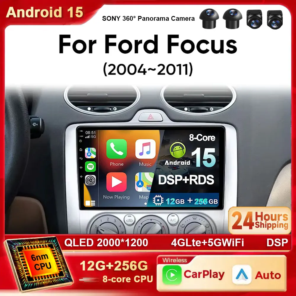 

Android 15 Car For Ford Focus 2 3 Mk2 Mk3 2004-2011 Car Head Unit Multimedia GPS Player Radio Stereo BT Car play