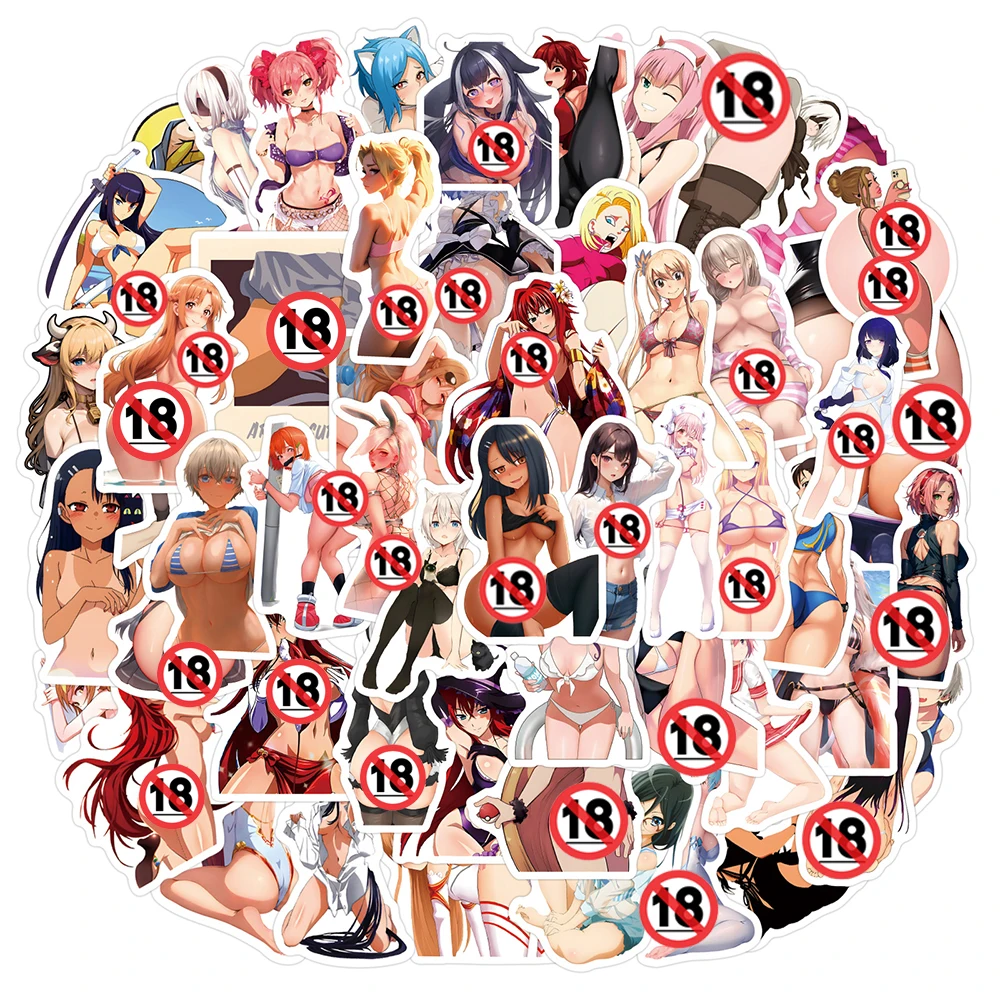 10/30/50/110pcs Adult Anime Hentai Sexy Girls Waifu Stickers Notebooks Motorcycle Skateboard Laptop Cool Cartoon Sticker