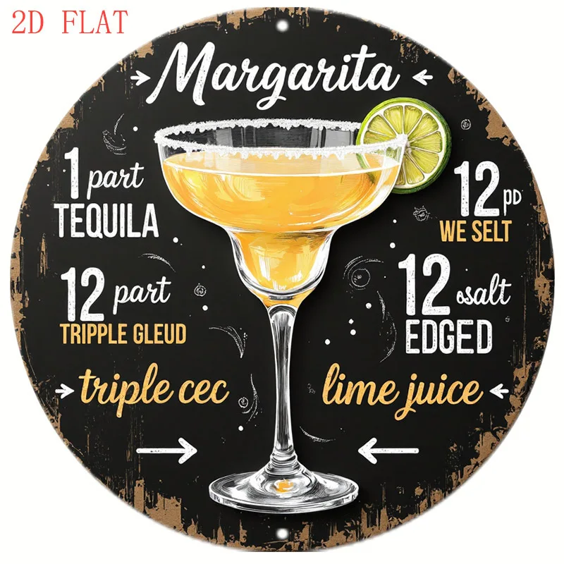 Letrero de receta de cóctel Margarita Vintage, decoración de Bar Retro con Tequila, Triple Gleud, bordes salados, cocina, Patio, 1 ud.