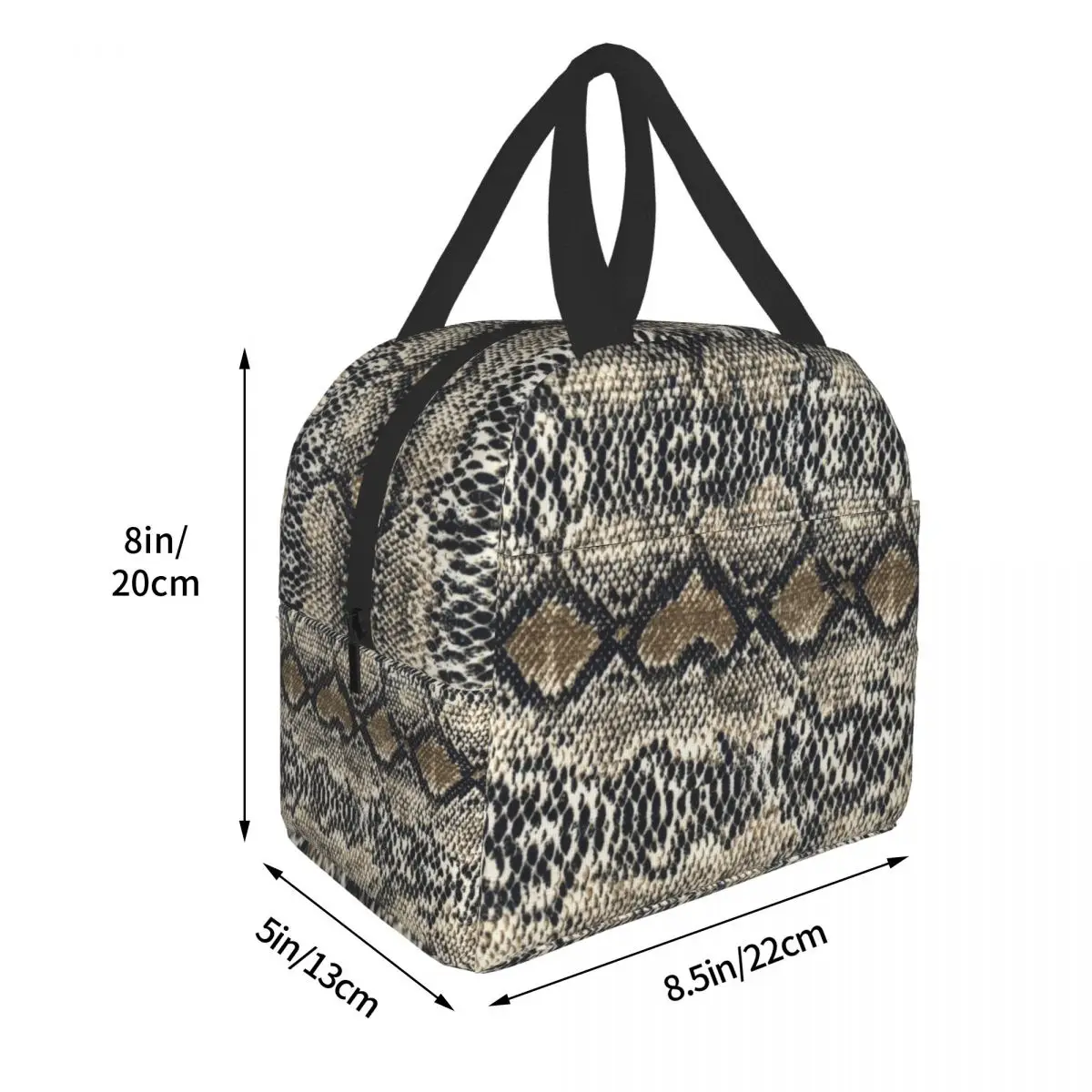 Fiambrera con estampado de piel de serpiente para niños, fiambrera térmica con aislamiento térmico, bolsa de almacenamiento de bolsos para la comida para mujer para Picnic de viaje al aire libre