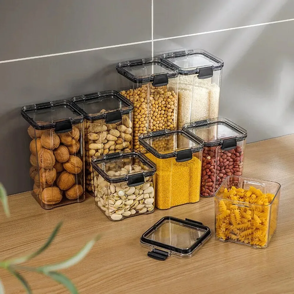 Food Storage Box Kitchen Containers Plastic Box Jars for Bulk Cereals Refrigerator Organizers for Pantry Organizer Jars With Lid