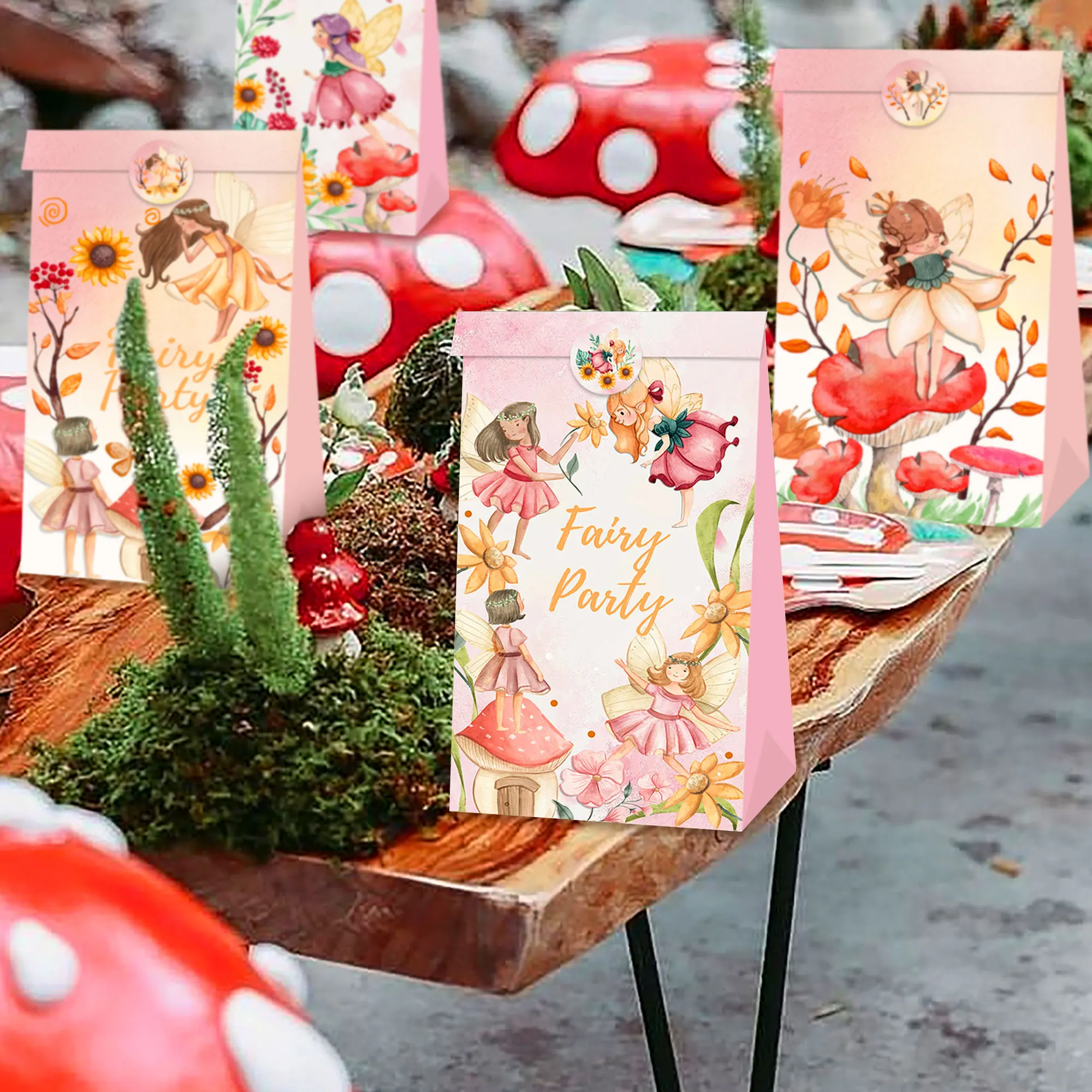 LaVenty Mushroom Birthday Party Favors Bags Party Decoration Mushroom Fairy Party Supplies