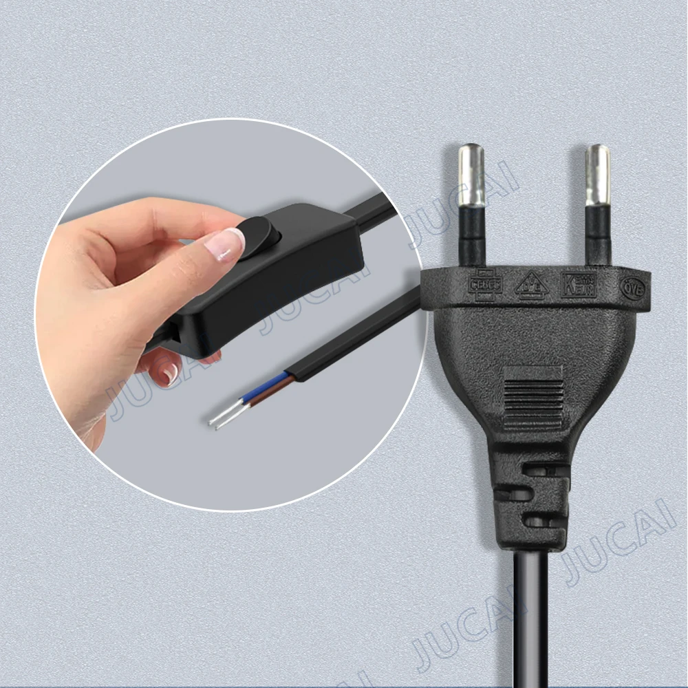 110VAC Power Cord 1.8m On-Off Switch Plug Wire Two-Pin EU Plug Cable Extension Cords Power Cord Dimmer European Standard Plug