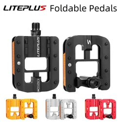 Bicycle Foldable Pedals with Aluminum, Universal 9/16 inch Non-Slip Cycling Pedals for Folding Bike, BMX Bike, Road Bike, MTB