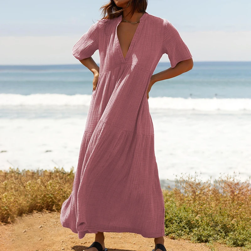 Casual 100% Cotton Gauze Muslin Women'S Dress Loose Short Sleeve Cake Sundress Holiday Beach Party Dresses Vestidos - AliExpress 200000345 Casual 100% Cotton Gauze Muslin Women'S Dress Loose Short Sleeve Cake Sundress Holiday Beach Party Dresses Vestidos - AliExpress 200000345