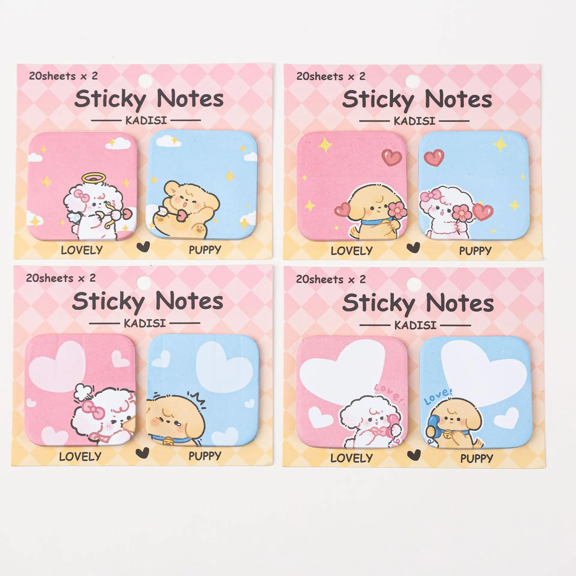 4Pcs/Set Kawaii Cartoon Animal Rabbit Bear Sticky Notes Sticker Cute Lovely Puppy Memo Pad School Office Stationery Scrapbooking