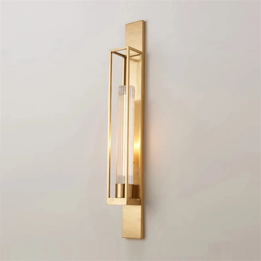 Luxury all-copper rectangular Chinese wall lamps bathroom mirror front lamps living room lamp villa aisle wall sconces lights