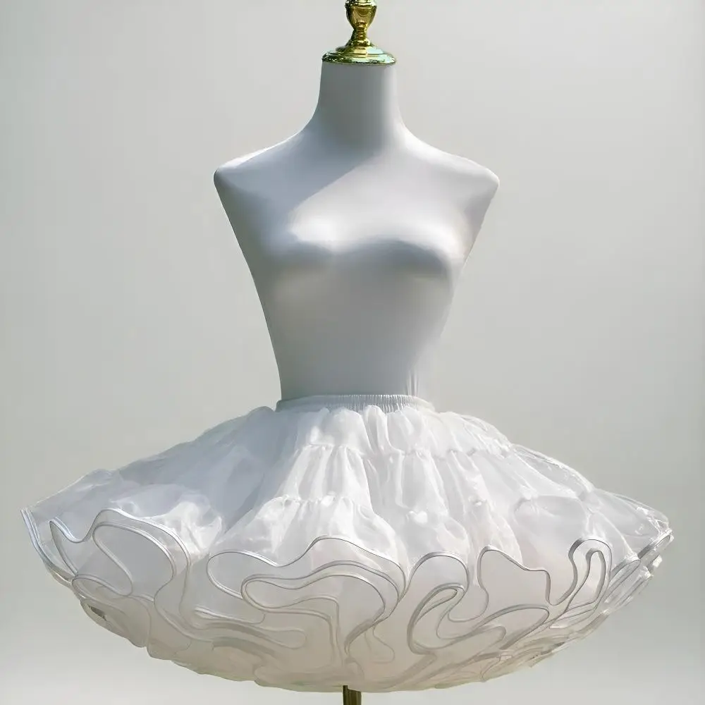 

NONSAR Women's Lolita Petticoat Daily Violent Boneless Soft Tulle Skirt Lolita White Puffy Underskirt Short Cloud-Like Design
