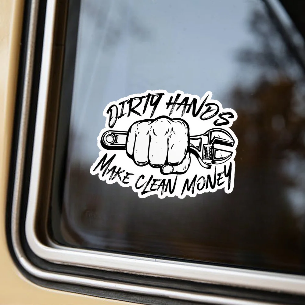 الأيدي القذرة تجعل النقود النظيفة ملصق وظيفة الياقة الزرقاء البناء الخطي مقاوم للماء يموت قطع الفينيل ملصق #3