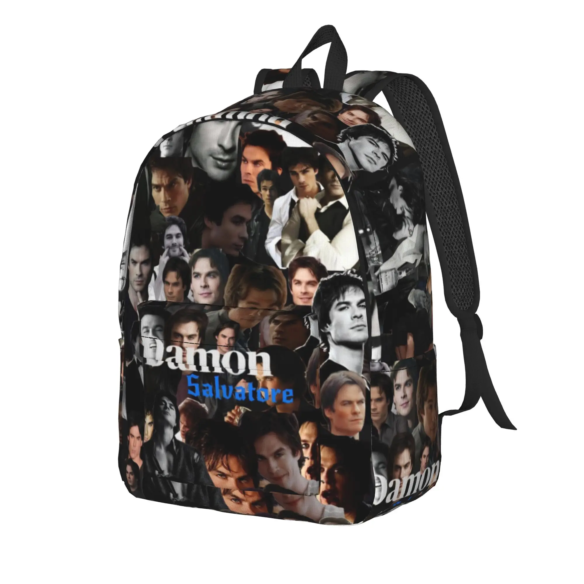 The Vampire Diaries Resuable Movie Backpack Damon Salvatore Student Polyester Hiking Backpacks Large High School Bags Rucksack