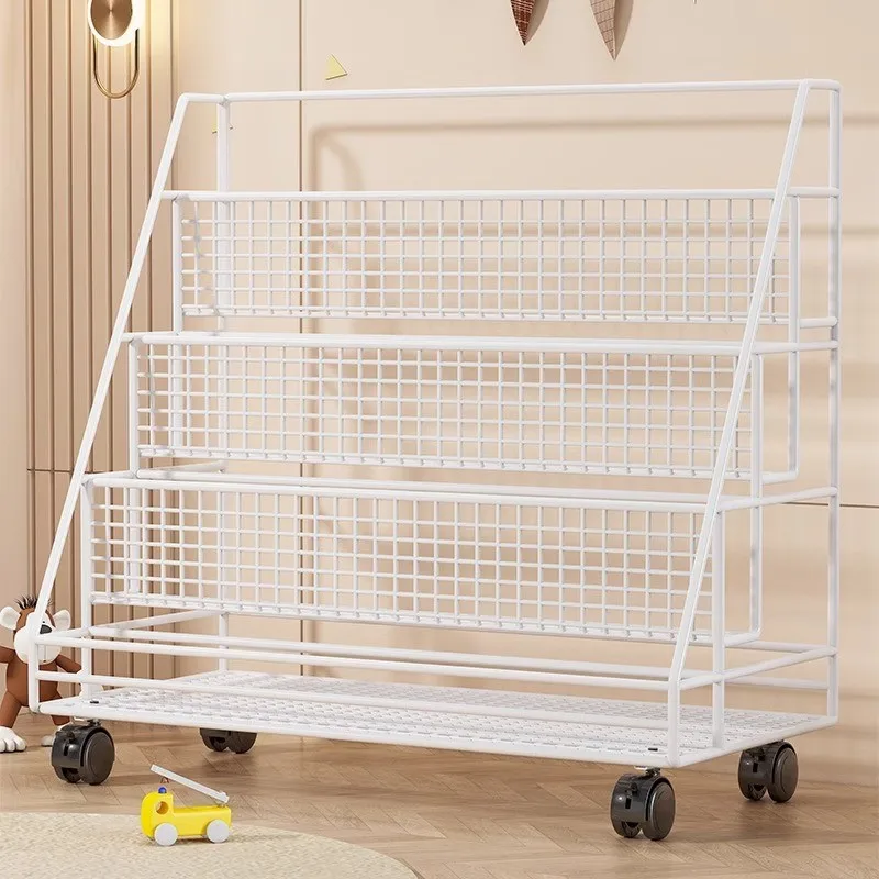 Kids Bookshelf with Wheels, Floor Standing Multi-Layer Book Rack, Kids Room Organizer for Books & Toys, Reading Display Shelf
