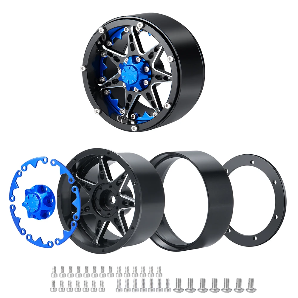 AXSPEED Metal 2.2 inch Beadlock Wheel Rims Hubs with 137mm OD Rubber Tires for Axial Wraith TRX-4 1/10 RC Crawler Model Car Part