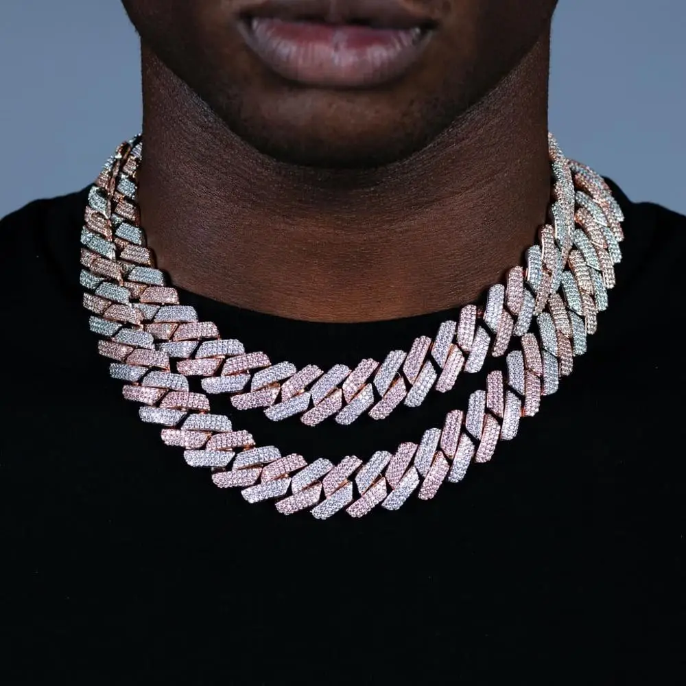 

New Fashion Iced Out 19mm Wide Bling Cubic Zircons Miami Cuban Link Chain Necklace For Women Men's Hip Hop Rapper Heavy Jewelry