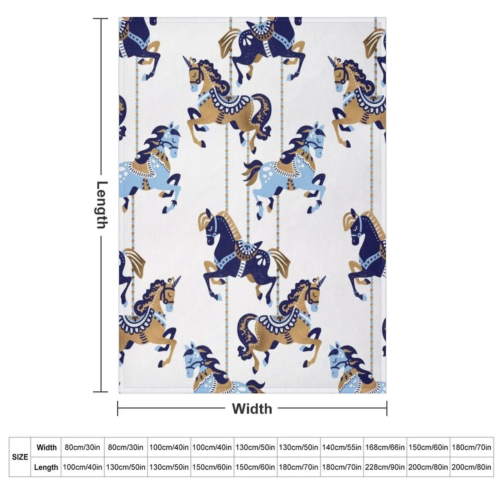 Carousel Horses a?? Copper & Blue Throw Blanket Picnic Thins Baby Beach Bed linens Bed covers Blankets