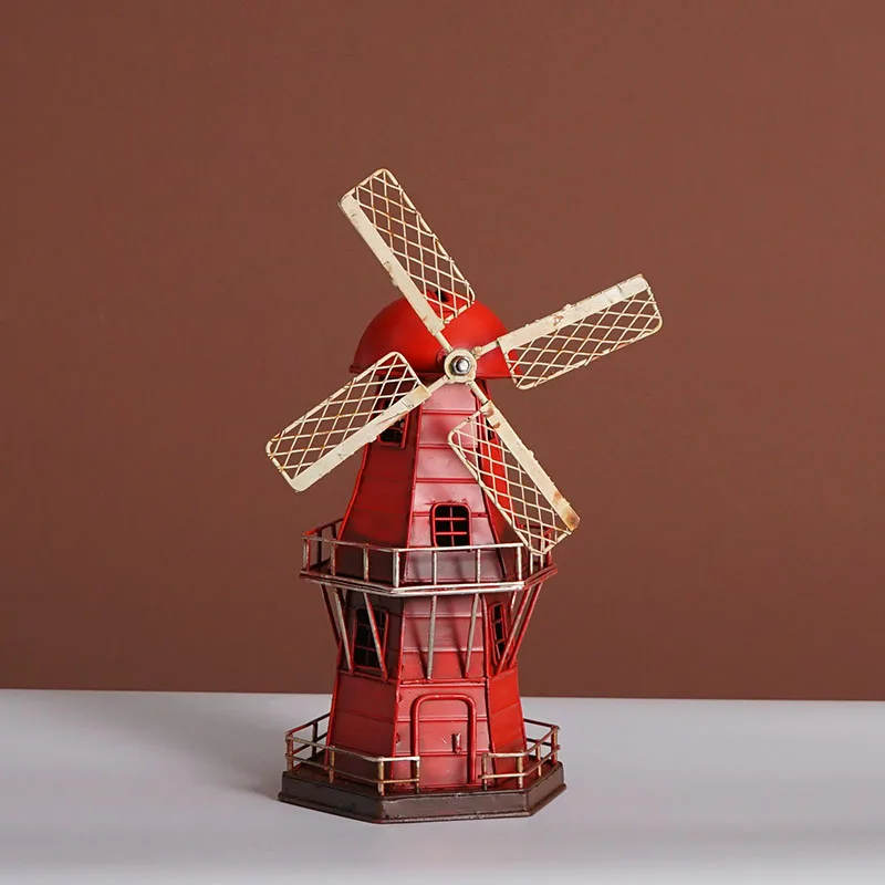 

Dutch Windmill Model Vintage Room Office Bedroom Furniture Shop Soft Decoration American Desktop Decoration Props