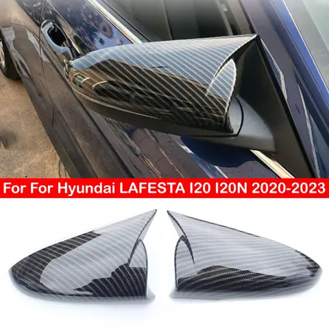 현대 LAFESTA I20 I20N BAYON 2020-2023 용 자동차 백미러 커버 스티커, 윙 캡 외부 문짝 케이스 트림, 카본 오토